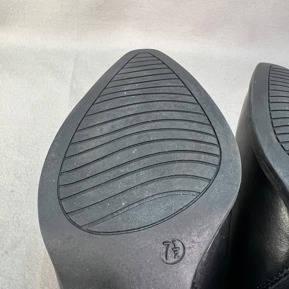 Black Pointed Toe Block Heel Ankle Booties Edgy Street Style Night Out 7.5 - Picture 10 of 16
